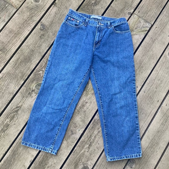 TOMMY HILFIGER Vintage Cropped Wide Leg Jeans Blue Denim Size 8 - Picture 3 of 12
